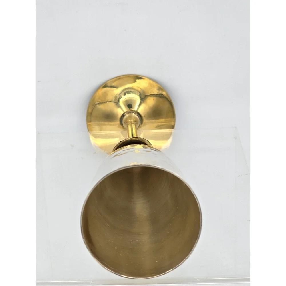 Engraved Brass Goblet Champagne Glass Flute‎ - Silver And Gold Tone